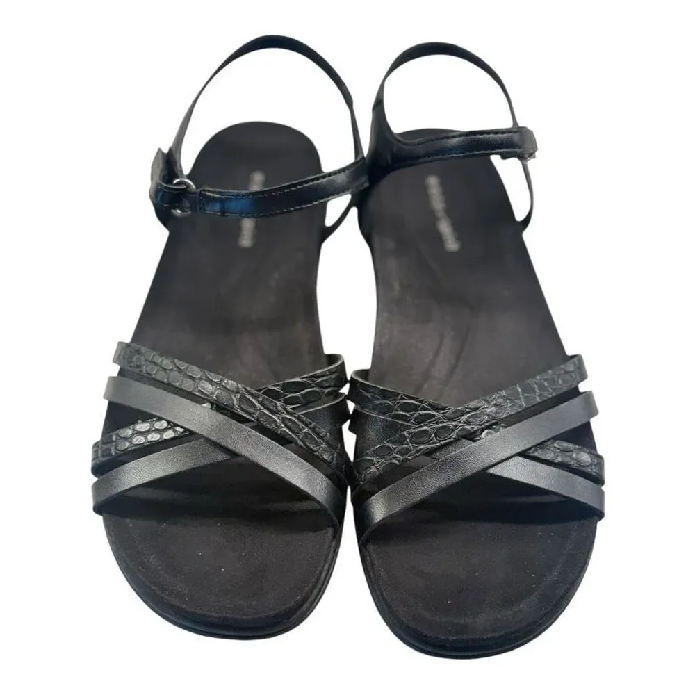 Easy Spirit Dottle 3 Embossed Comfort Sandals Women’s Size 8 Black Ankle Strap